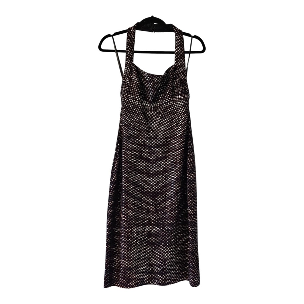 St. John EVENING NWT Black Mahogany Brown Evening DRESS SZ 6. Free ship